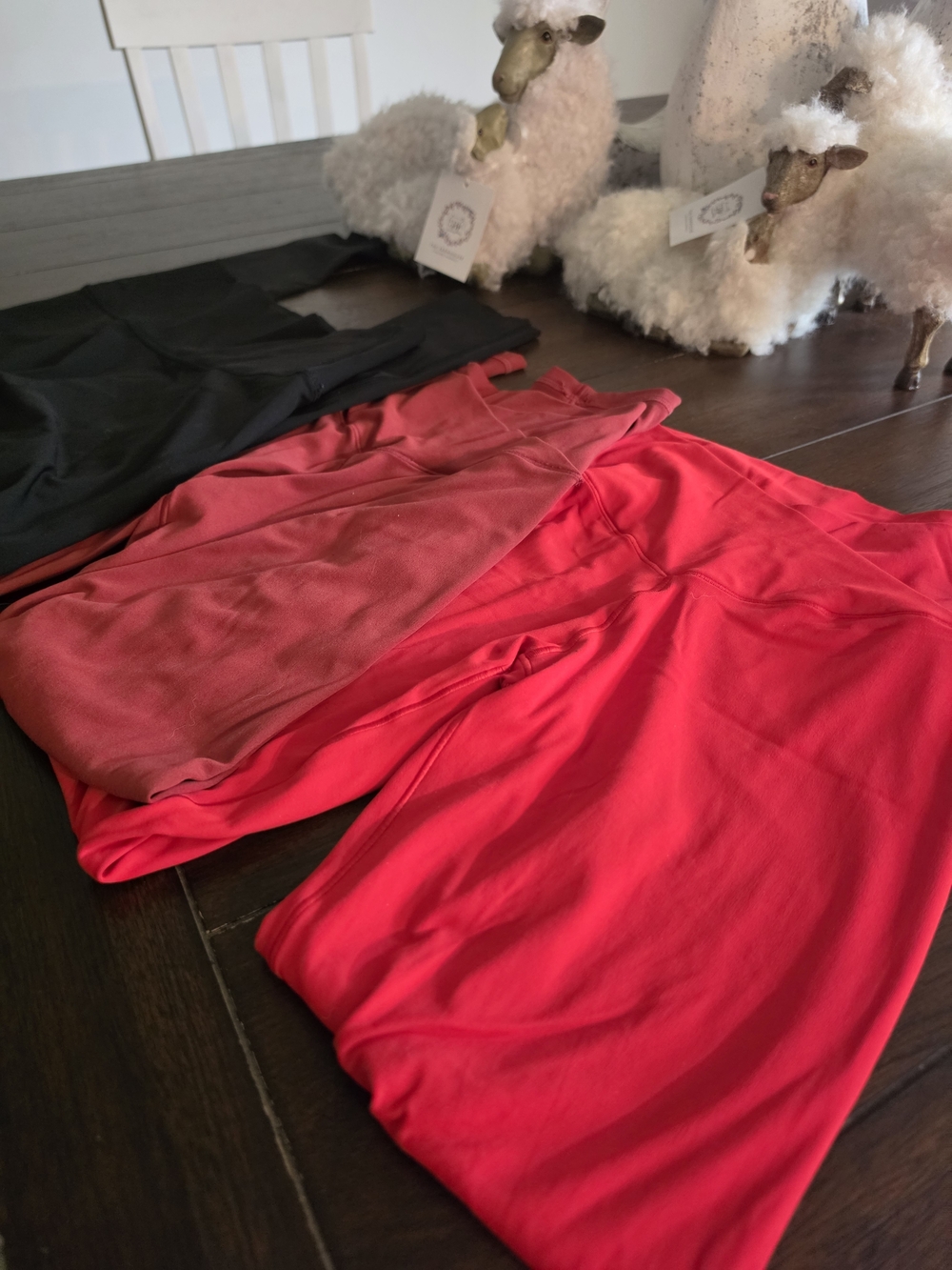 aerie Leggings Trio in Black, Rust and Red